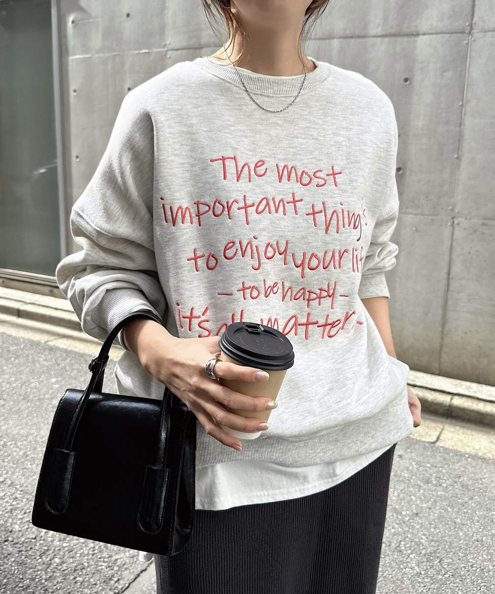 SHIPS any別注】THE KNiTS: ロゴ ドルマン ショート スウェット