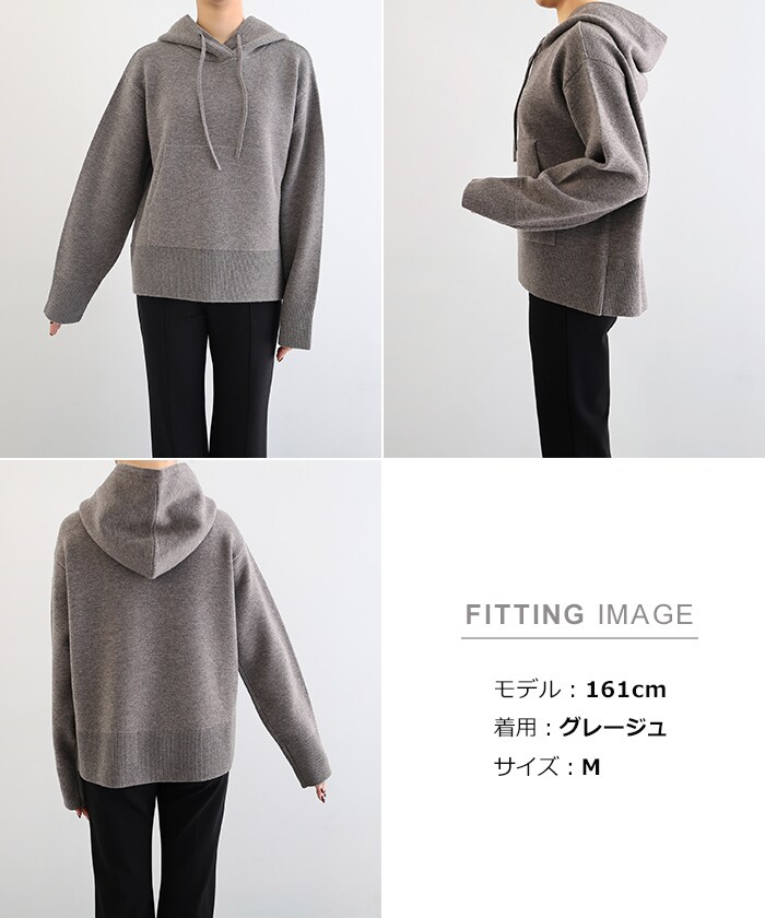 フーディ ニット パーカー 長袖 トップス evernavy エバーネイビー