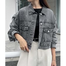 オーバーサイズ ショート丈 デニム ジャケット