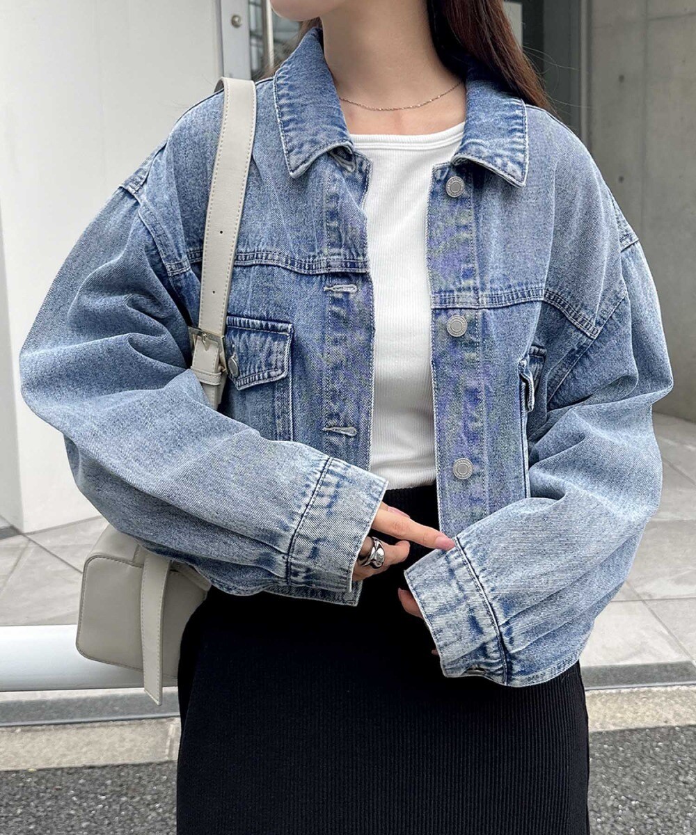 SHIPS any ノーカラー デニム ブルゾン ONE SIZE カラーブルー SHIPS｜SHIPS any: ノーカラー デニム ブルゾン[SHIPS any DENIM