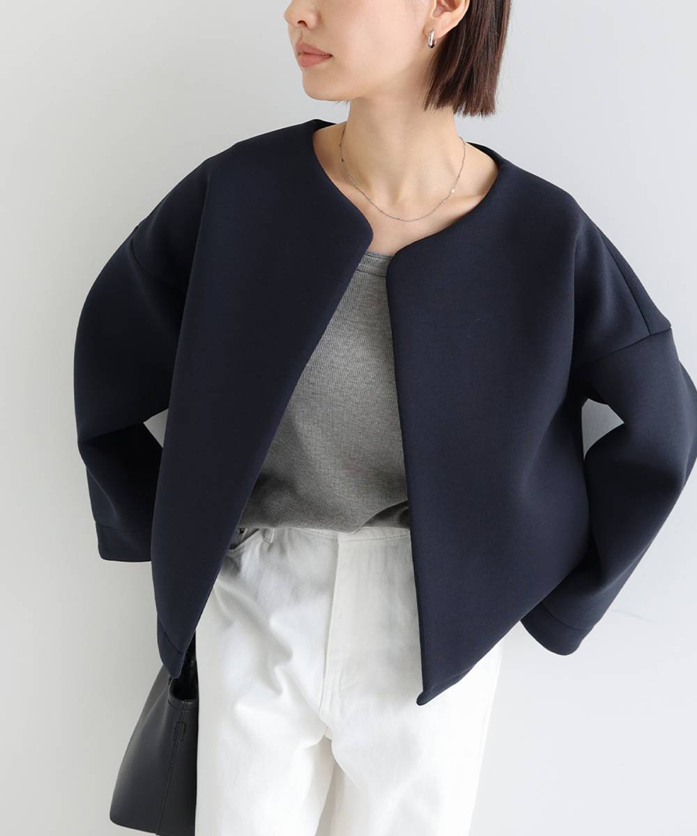 ショート丈エコファーノーカラージャケット | スウィングル(SWINGLE