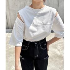 汗染み防止 カットアウト デザイン Tシャツ