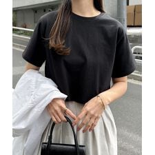 コットン ショート丈 半袖 Tシャツ