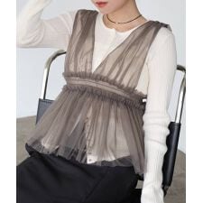 チュール シャーリング 2way キャミソール ビスチェ Freesia フリージア