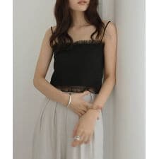 カップ付き チュール シャーリング ショート丈 キャミソール Freesia フリージア