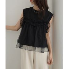 ビスチェ風 チュール シアー ノースリーブ トップス Freesia フリージア