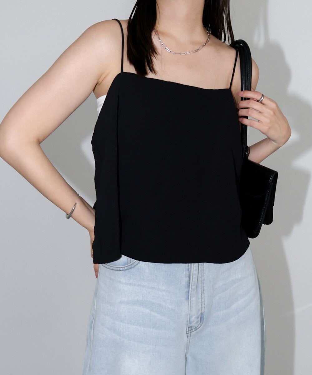 接触冷感 バック リボン キャミソール ビスチェ