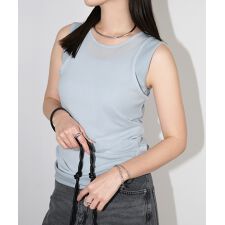 チュール シアー ＆ テレコリブ レイヤード タンクトップ | アンドミー(andme)