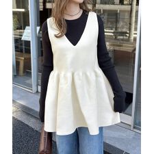 2way ペプラム ノースリーブ ニット トップス