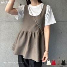 2way ペプラム ノースリーブ ニット トップス | アンドミー(andme)
