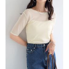 コンパクト 半袖 シアー トップス