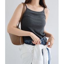 テレコリブ カップ付き キャミソール トップス