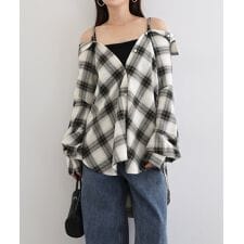 アンドミー(andme)の2way チェック シャツ ブラウス キャミソール ビスチェ