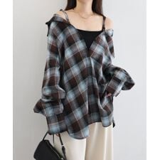 アンドミー(andme)の2way チェック シャツ ブラウス キャミソール ビスチェ