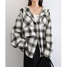 フーディ チェック シャツ ブラウス