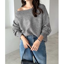 アンドミー(andme)のボリューム袖 オフショルダー ニット トップス