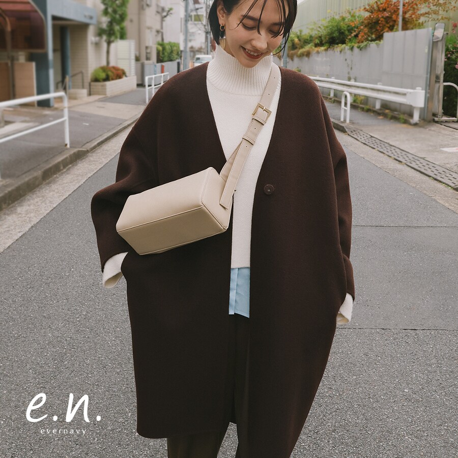 ノーカラー リバー コクーン コート evernavy エバーネイビー | エバー
