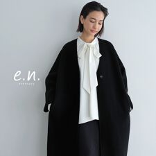 ノーカラー リバー コクーン コート evernavy エバーネイビー | エバー 