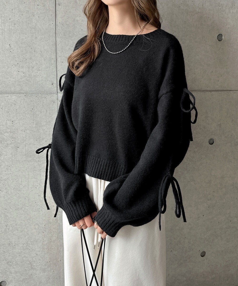 無地 ボーダー クルーネック 長袖 ニット トップス | アンドミー(andme