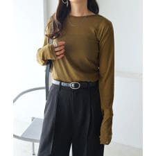 【選べるネックデザイン】 長袖 シアー トップス