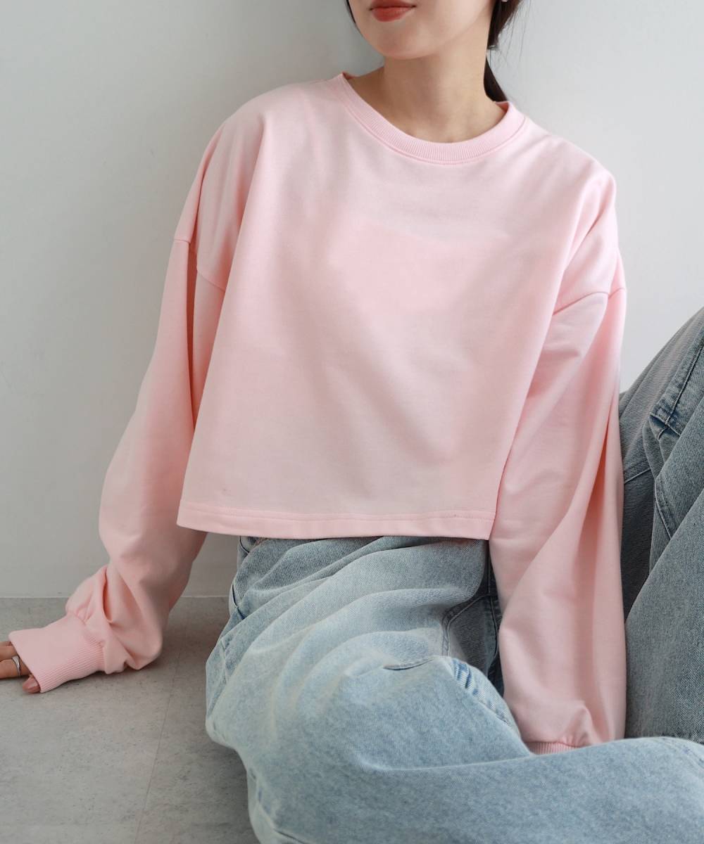 ショート丈 スウェット トップス