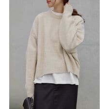 ボリューム袖 クルーネック ニット トップス