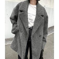 アンドミー(andme)のシャギー 起毛 ミドル丈 ジャケット コート