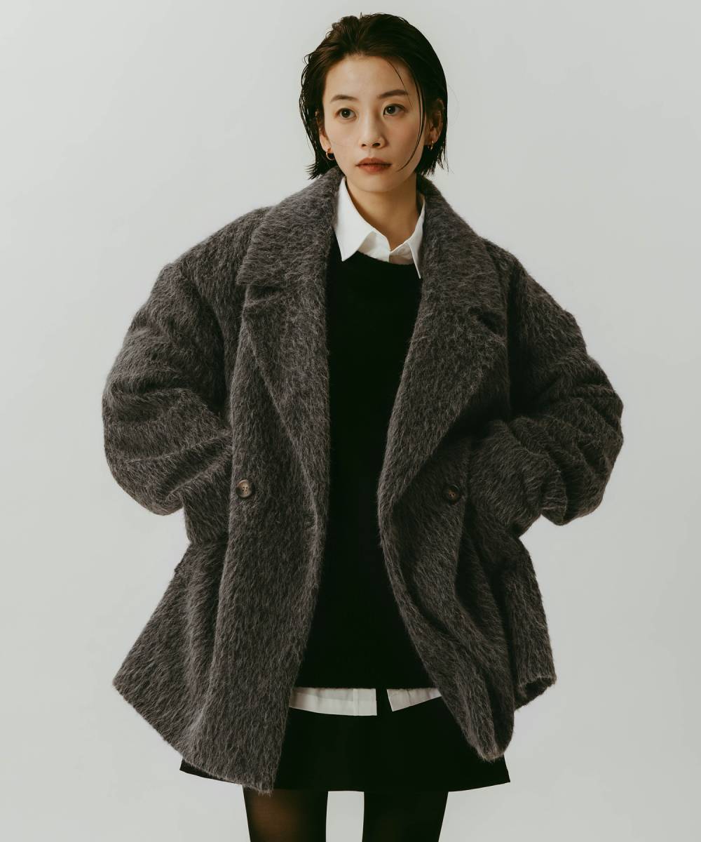 シャギー 起毛 ミドル丈 ジャケット コート | アンドミー(andme