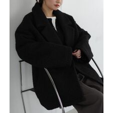 フリージア(Freesia)のミドル丈 ボア テーラード コート【無地/チェック柄】Freesia フリージア