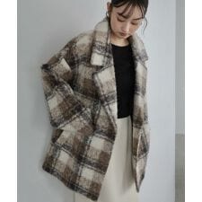 フリージア(Freesia)のミドル丈 ボア テーラード コート【無地/チェック柄】Freesia フリージア