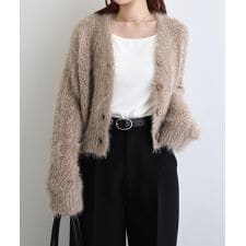 シアー シャギー 起毛 ニット カーディガン