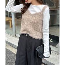 シアー シャギー 起毛 ニット キャミソール ビスチェ