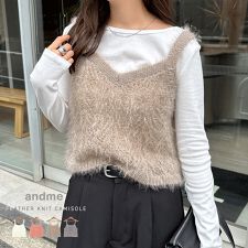 アンドミー(andme)のシアー シャギー 起毛 ニット キャミソール ビスチェ