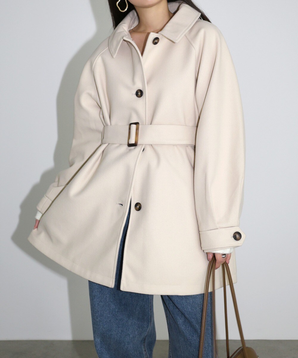 新品　ロペピクニック　スタンドカラーミドルコート ROPÉ PICNIC(ロペピクニック) / シャギースタンドカラーミドル