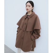 フェイクウール ミドル コート ケープ ＆ ベルト付き