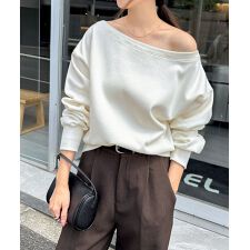 裏起毛 オフショルダー スウェット トップス