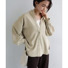 エバーネイビー(evernavy)のノーカラー シャツ ブラウス evernavy エバーネイビー evernavy エバーネイビー