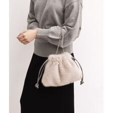 ファー 巾着 2way ショルダー バッグ