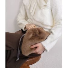 ファー 巾着 2way ショルダー バッグ