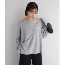 フェイクレイヤード 長袖 ニット トップス evernavy エバーネイビー