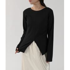 ジャガード 2way 裾スリット 長袖 トップス