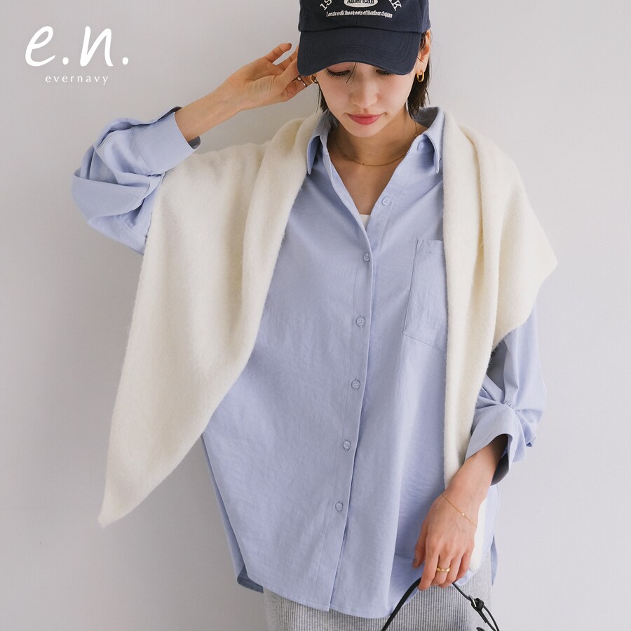 2way スリーブ 長袖 シャツ ブラウス evernavy エバーネイビー