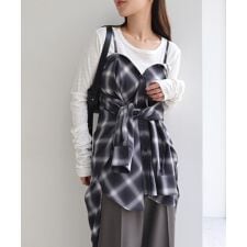 イージーケア 2way チェック シャツ ブラウス キャミソール ビスチェ