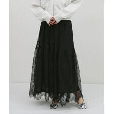 レース 切替 ギャザー ロング スカート Freesia フリージア