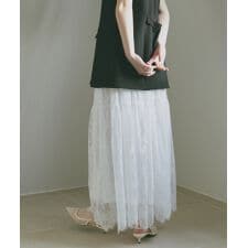 レース 切替 ギャザー ロング スカート Freesia フリージア