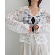 透かし編み ニット シャツ カーディガン