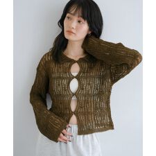 透かし編み ニット シャツ カーディガン