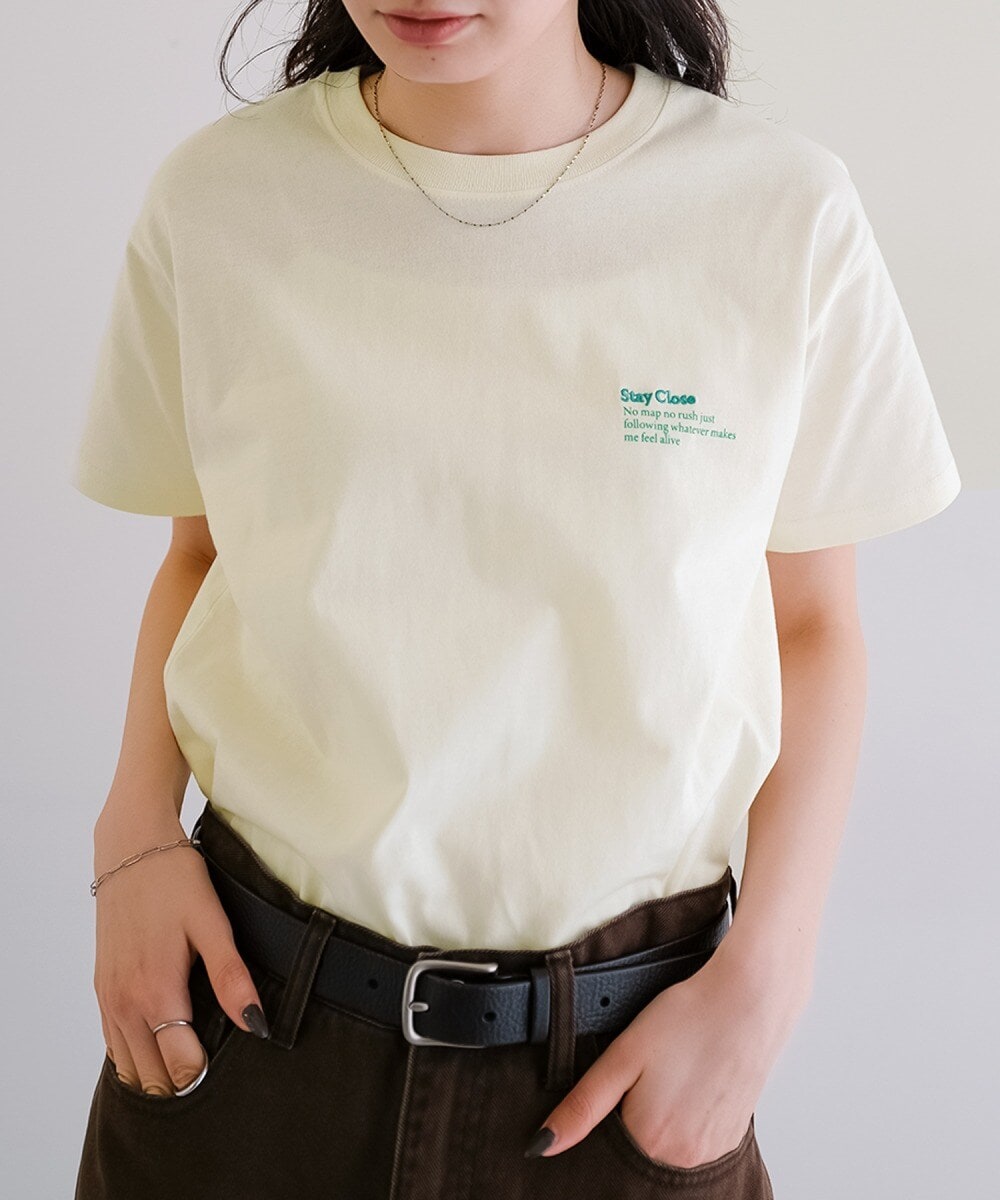 汗染み防止 ワンポイント ロゴ 刺繍 Tシャツ