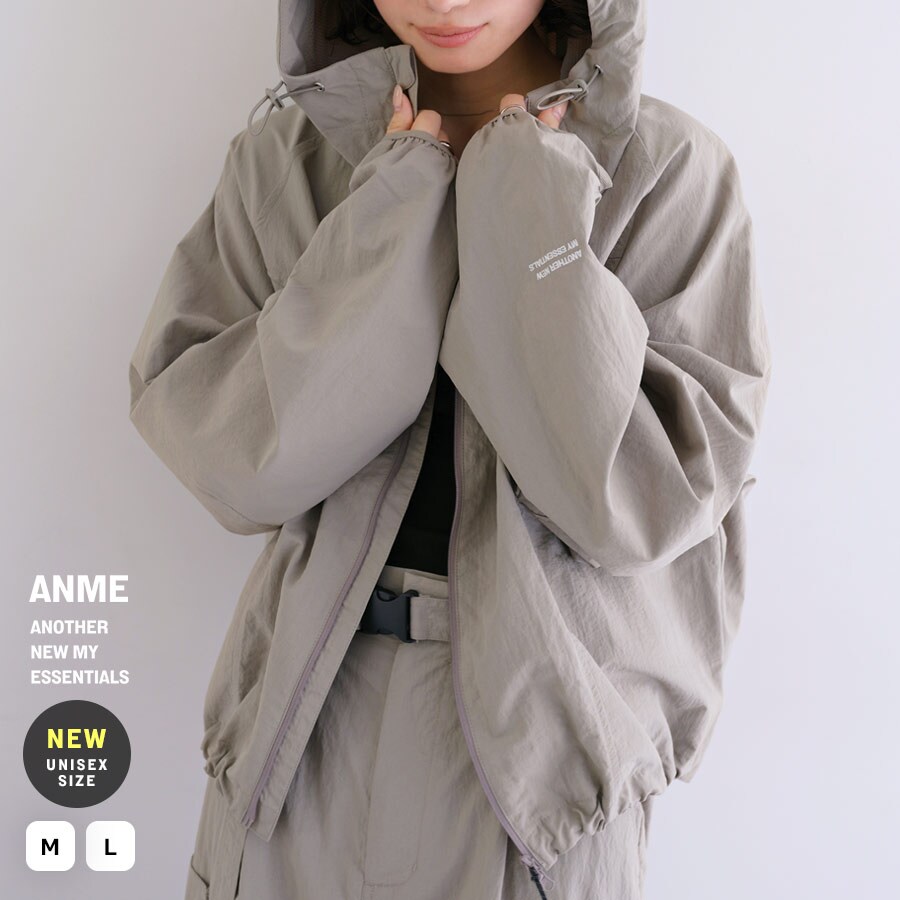 新品未使用接触冷感 UVカット(UPF50＋) 撥水加工 パーカーブラック完売色 接触冷感 UVカット(UPF50＋) 撥水加工 ナイロン ジップ パーカー ANME