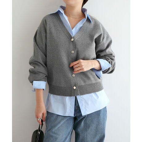 アンドミー メタルボタンVネックニットカーディガン